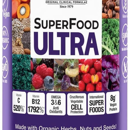 Dr. Schulze's SuperFood Ultra – Organic Super Food Powder with Vitamin B Complex & 520% Vitamin C | 17.4 oz