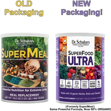 Dr. Schulze's SuperFood Ultra – Organic Super Food Powder with Vitamin B Complex & 520% Vitamin C | 17.4 oz