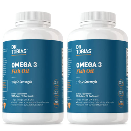 Dr. Tobias Omega-3 Fish Oil 2000mg Triple Strength – 800mg EPA / 600mg DHA per Serving | Heart, Brain & Immune Support | 360 Softgels