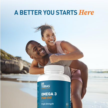 Dr. Tobias Omega-3 Fish Oil 2000mg Triple Strength – 800mg EPA / 600mg DHA per Serving | Heart, Brain & Immune Support | 360 Softgels