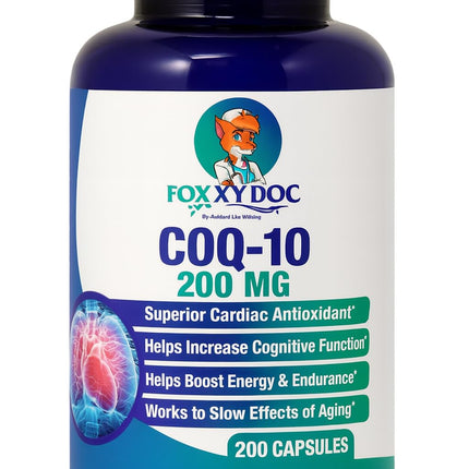 Dr. Valerie Nelson CoQ10 200mg - Quick Absorption Veggie Caps - Non-GMO | 200 Count | Foxxy Doc