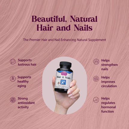Dragon Herbs Hair and Nails | All Natural Supplement to Support Hair, Nails, Healthy Aging, and Circulation | All Natural Ingredients, Non-GMO (100 Capsules, 500 mg Per Capsule)