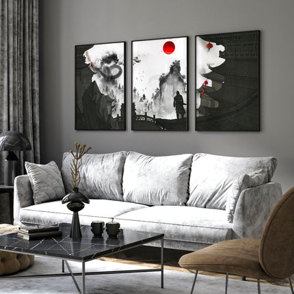 Wall art dragon | set of 3 wall art prints