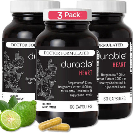 Durable Heart – Bergamonte Citrus Bergamot 1,000 mg + Olive Leaf Extract + Vitamin C | Doctor-Formulated Heart Health Supplement