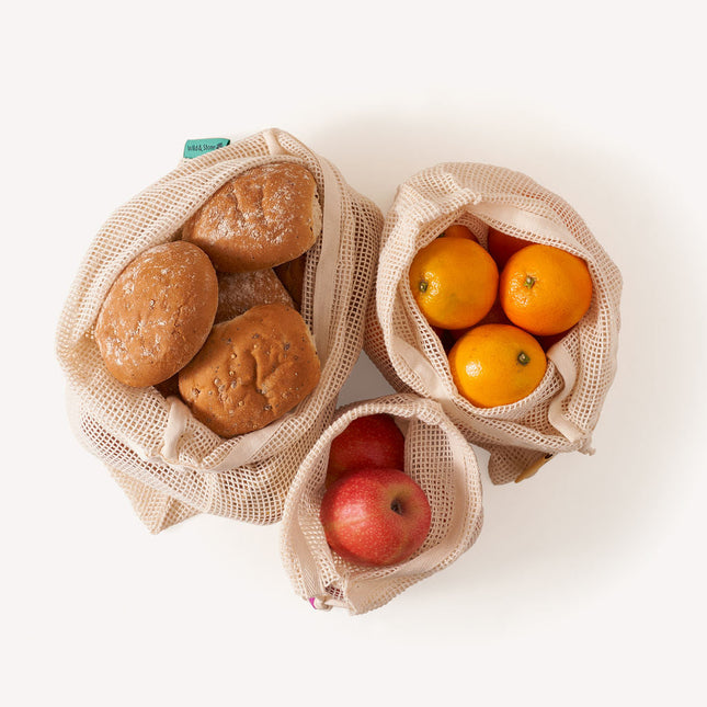 Reusable Mesh Produce Bags - Organic Cotton - 3 Pack