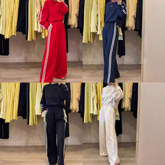 All-match Side Striped Casual Suit Pocket Two-piece Set