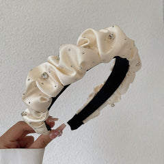 Black Large Intestine High-grade Satin Pleated Headband