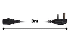 Maplin Power Lead IEC C13 Female Plug to UK 3 Pin Mains Plug - 3m, 13 Amp Fuse