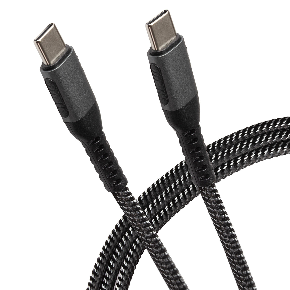 Maplin USB-C to USB-C 60W PD Braided Cable - Silver