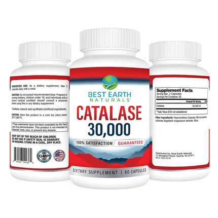 Best Earth Naturals Catalase 30,000 Supplement - Hair Support - 60 Capsules