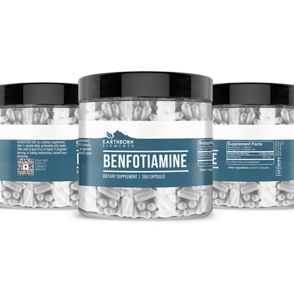 Earthborn Elements Benfotiamine 200 Capsules – Pure & Undiluted, No Additives