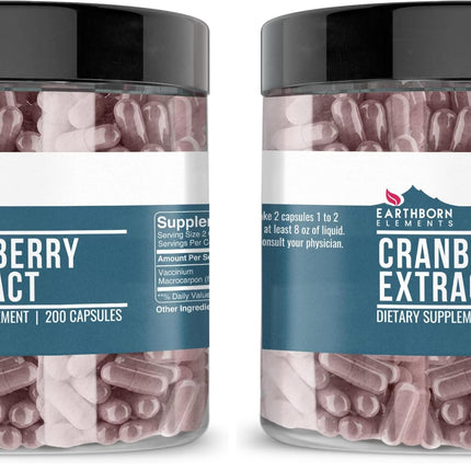 Earthborn Elements Cranberry Extract 200 Capsules – Pure & Undiluted, No Additives (Pack of 2)