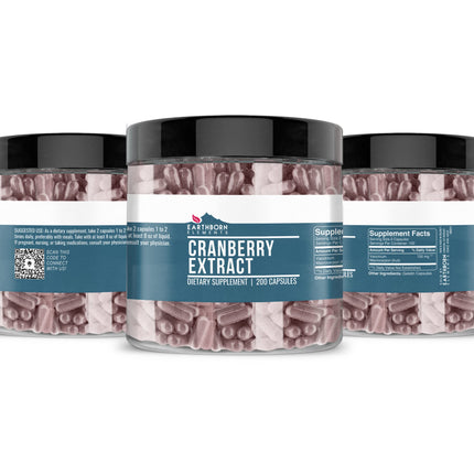 Earthborn Elements Cranberry Extract 200 Capsules – Pure & Undiluted, No Additives (Pack of 2)