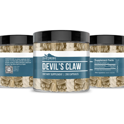 Earthborn Elements Devil’s Claw Extract 200 Capsules – Pure & Undiluted, No Additives (Pack of 2)
