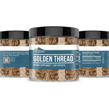 Earthborn Elements Golden Thread Capsules – 200 Count, Pure & Undiluted