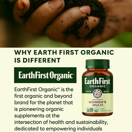 EarthFirst Organic Once Daily Multivitamin for Women 50+ - Bone, Energy & Heart Health (60 Count)