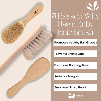 Eco Bath London Baby Brush with Goat Hair - Ultra Soft Baby Bath Brush for Newborns