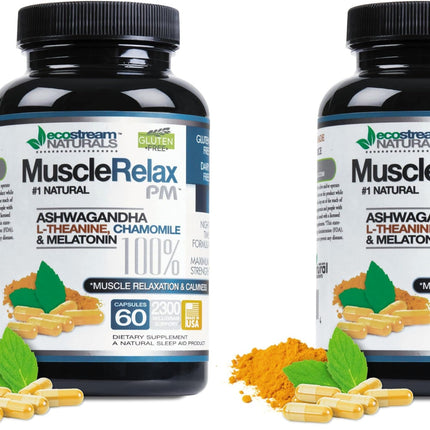 EcoStream Naturals Night-Time PM - 2-Pack (Over 2,300 mg per Pack) | Magnesium, Ashwagandha, Valerian & Passion Flower