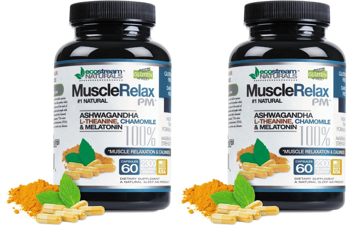 EcoStream Naturals Night-Time PM - 2-Pack (Over 2,300 mg per Pack) | Magnesium, Ashwagandha, Valerian & Passion Flower