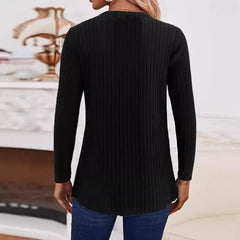 Simple Solid Color Casual Knitted Button Sweater