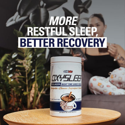 EHP Labs OxySleep Collagen Peptides Powder – Night Time Shred & Deep Sleep (Hot Cocoa) | Pasture-Raised Collagen Type I & III | 30 Servings