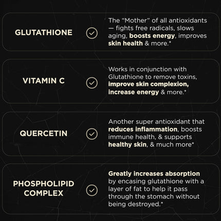 ELMNT 2150mg Super Liposomal Glutathione – Vitamin C + Quercetin (90 Pills, Non-GMO)