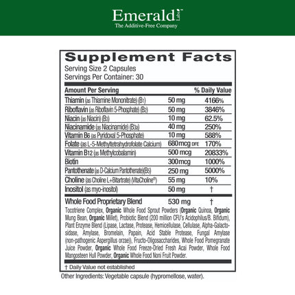 Emerald Labs B-Healthy Vegan Vitamin B Complex | Immune, Brain & Heart Support