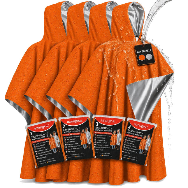 Emergency Survival Foil Poncho (4pc), Reversible