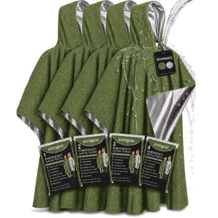 Emergency Survival Foil Poncho (4pc), Reversible