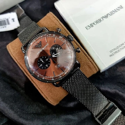 Emporio Armani AR11141 Aviator Men's Grey Mesh Watch