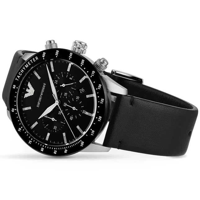 Emporio Armani AR11243 Mario Men's Silver & Black Watch