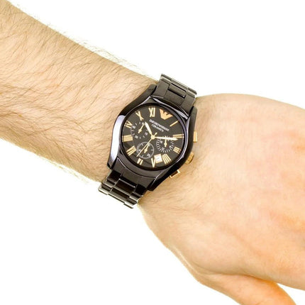 Emporio Armani AR1410 Valente Ceramic Men's Black & Rose Gold Watch