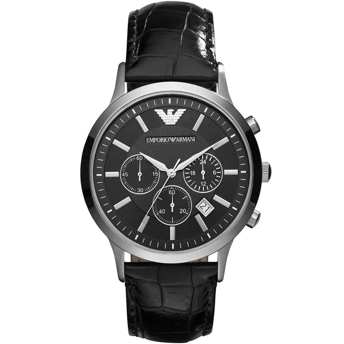 Emporio Armani AR2447 Renato Men's Black Leather Watch