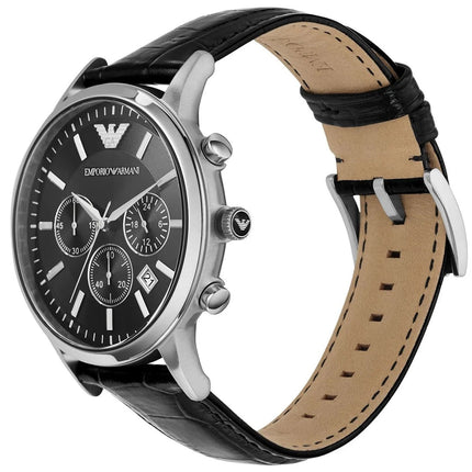 Emporio Armani AR2447 Renato Men's Black Leather Watch