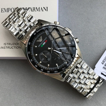 Emporio Armani AR5983 Tazio Men's Silver & Black Watch
