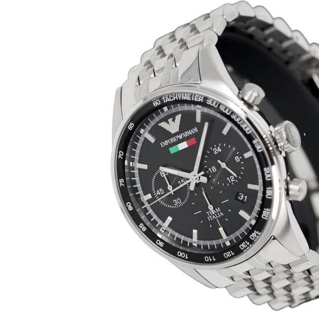 Emporio Armani AR5983 Tazio Men's Silver & Black Watch