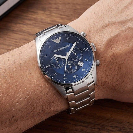 Emporio Armani AR5860 Sportivo Men's Silver & Blue Chronograph