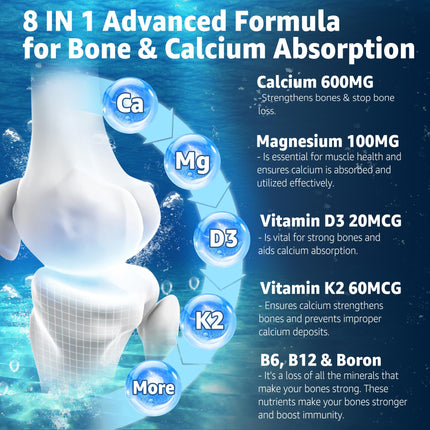 EnvyCure Calcium Gummies 600mg – Ocean Algae Calcium with Vitamin D3, K2, Magnesium | 2-Pack | Vegan, Sugar-Free