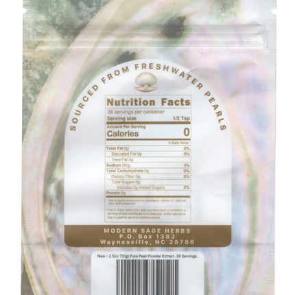 2.5oz Pure Pearl Powder 10:1 Extract – 36 Servings | Collagen & Anti-Aging | Modern Sage Herbs