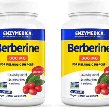 Enzymedica Berberine 800 mg – Vegan Metabolic Support Capsules (Pack of 2) | Sustainably Sourced Barberry