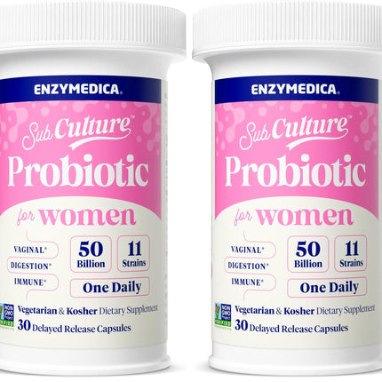 Enzymedica SubCulture Probiotics for Women – 50B CFU, Vaginal & Urinary Health, Pack of 2