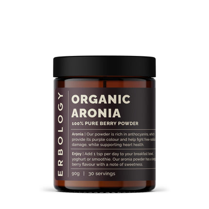 Erbology Organic Aronia Berry Powder 3.2 oz – 30 Servings | Skin Health & Anthocyanins