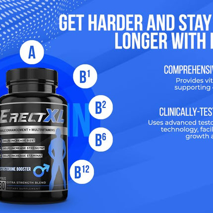 ErectXL Multivitamin for Men – Performance, Size & Stamina Booster | Nitric Oxide & Testosterone Support
