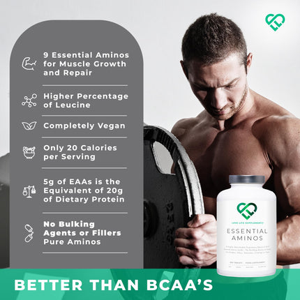 Essential Amino Acids - 300 Tablets / 60 Servings - 9 EAAs + 3 BCAAs - Vegan, 5g per Serving