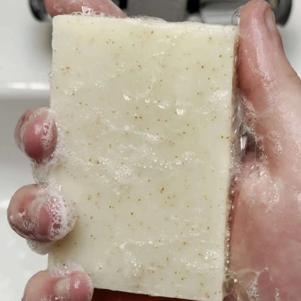 Eucalyptus Lemon Mint and Olive Stone Natural Soap Bar (With Grit)