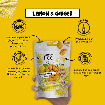 EverFree Lemon and Ginger Gluten-Free Cookies - 90g | Pack of 3