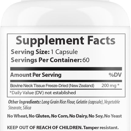 Evolved Elements Thyroid – Raw Grass-Fed Desiccated NZ Sourced, 60 Capsules | Non-GMO Energy & Metabolism Support