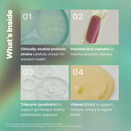 Evvy Women's 3-in-1 Complete Probiotic | Daily Gut, Urinary & Vaginal Health | 30 Day Supply
