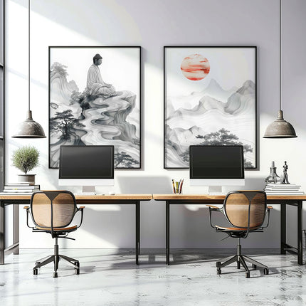 Extra Large Framed Wall Art | Set of 2 Asian Inspired Wall art Prints