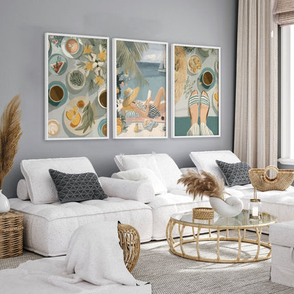 Extra Large Pictures For Living Room | Set of 3 Italian Lifestyle Wall art Prints